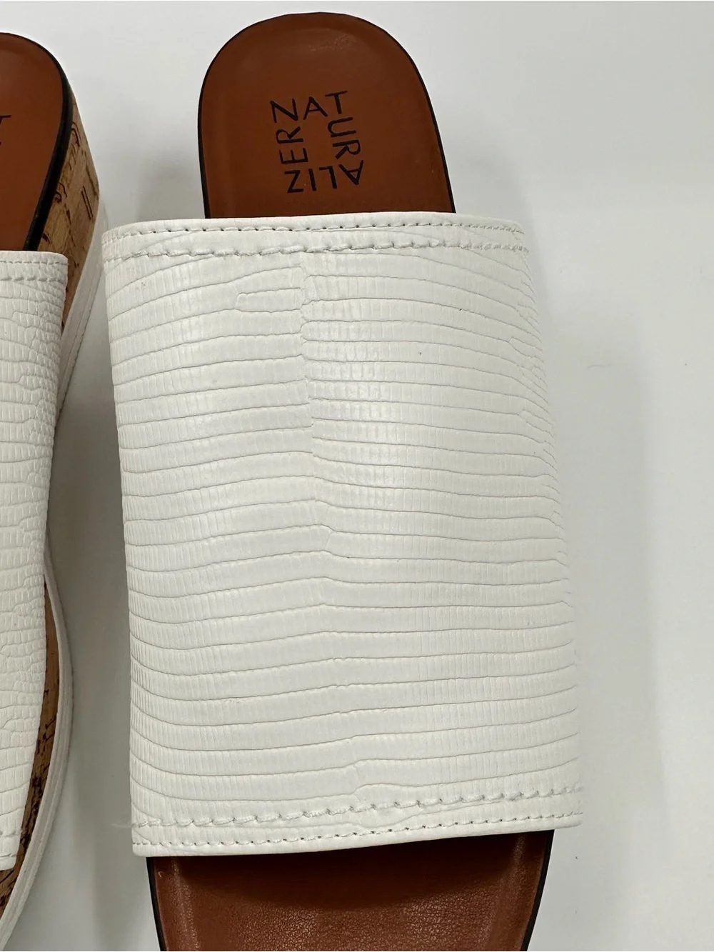 Naturalizer White Cork Platform Slide Sandals - Women